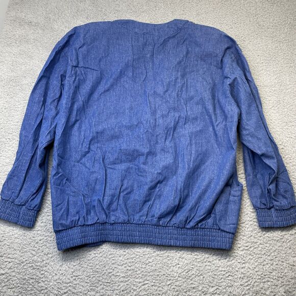 Vintage Denim Jacket Women Large Blue Studded Jean Aztec Southwest 80s Rodeo - Picture 12 of 16